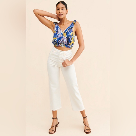 Free People Intimately โWeekend in Montaukโ Blue Floral Tie Strap Crop Top NWT ๐ผ - Picture 3 of 12